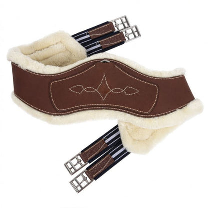 Horse Handmade Mink (Fur) Lined Brown Leather Stud Girth Size Horse Handmade Mink (Fur) Lined Brown Leather Stud Girth Size